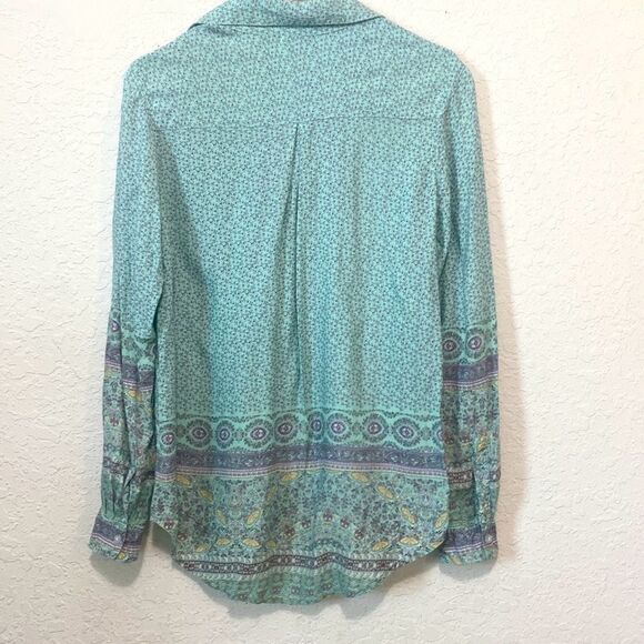 Sea Lustre Button down, teal purple, colored lightweight shirt, blouse medium - Picture 5 of 9